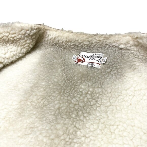 VTG Sears The Leather Shop Sherpa Lined Snap Vest 70s Western Cowboy Size XL - Picture 5 of 11